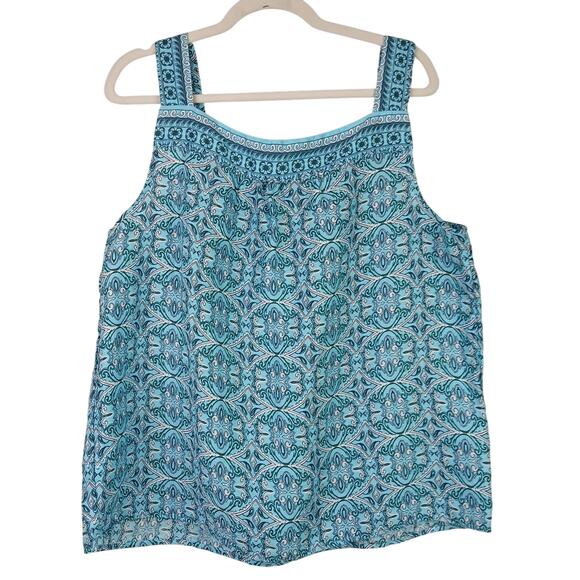 Talbots SZ XL Nantucket Linen Wide Leg Crop Pants & Matching Tank Oval Medallion - Picture 4 of 9